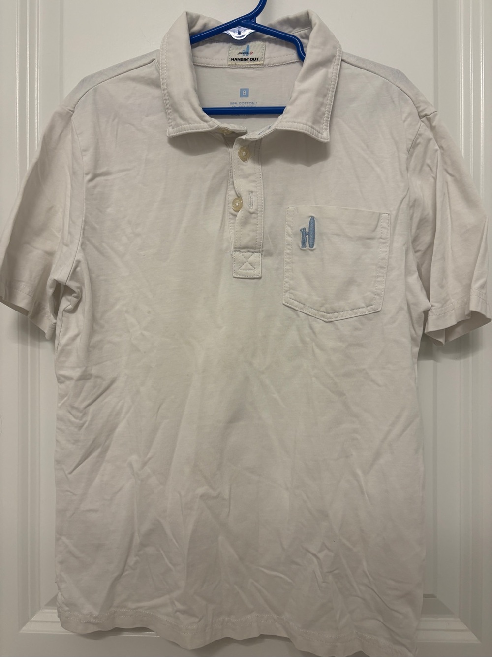 johnnie-O Boys Cotton White Polo - Size 8